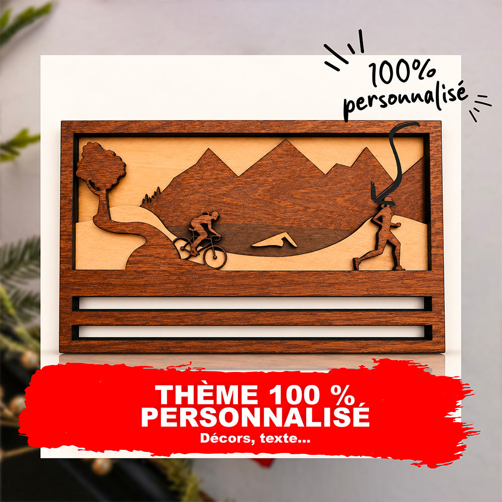 100% Personnalisé : Porte-médailles en bois