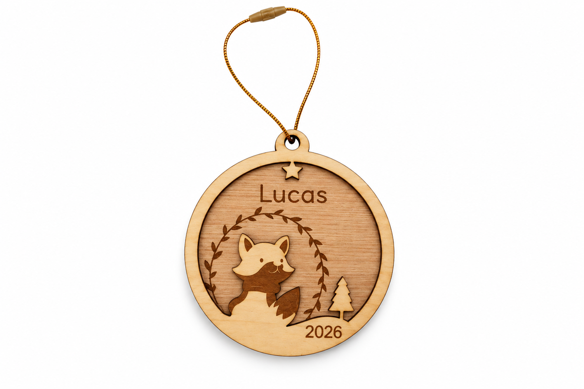 Boule de Noël Renard Personnalisée en Bois