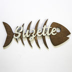 Décoration murale arête de poisson en bois – Prénom de votre chat personnalisé