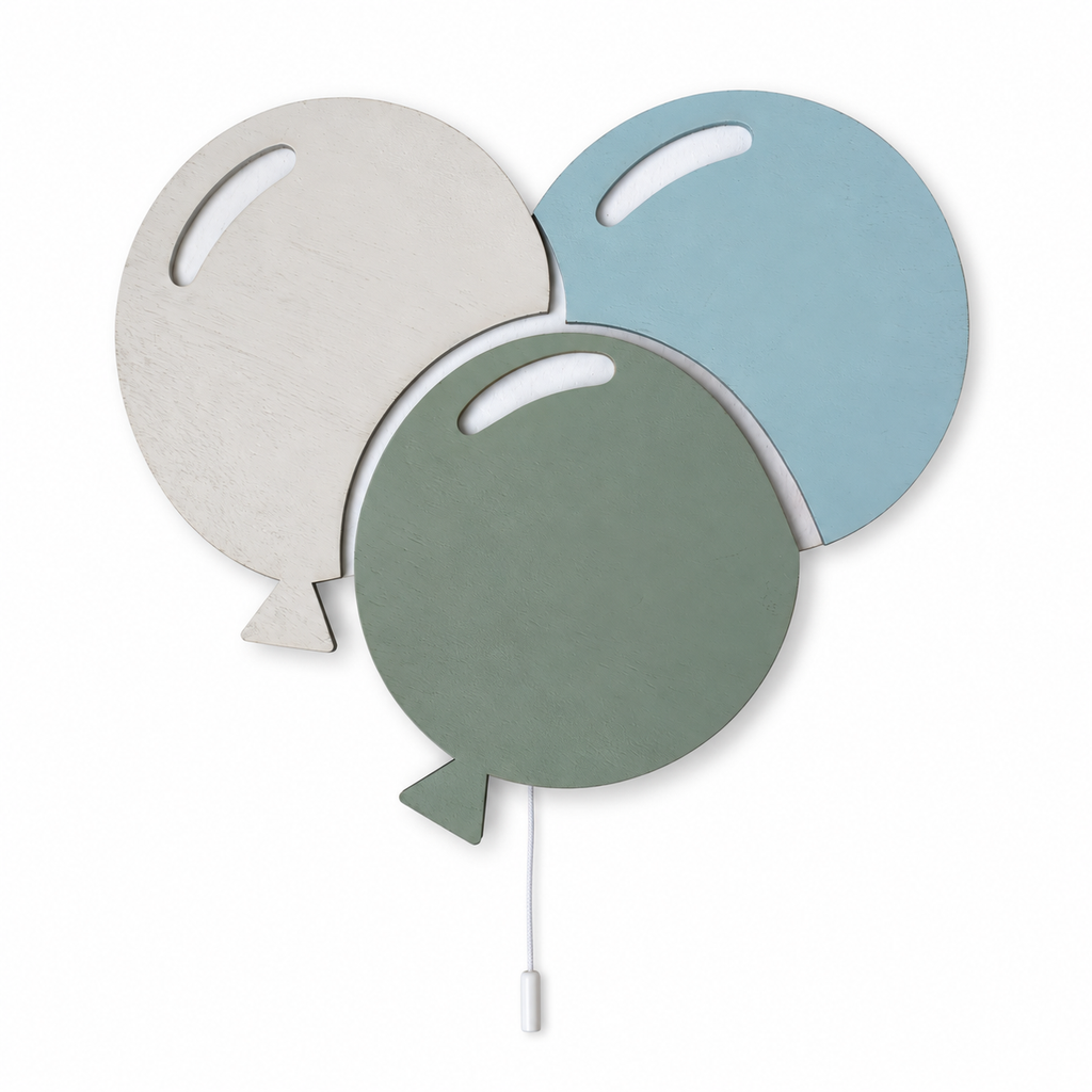 Veilleuse en bois Ballons - Bleu et vert 🎈