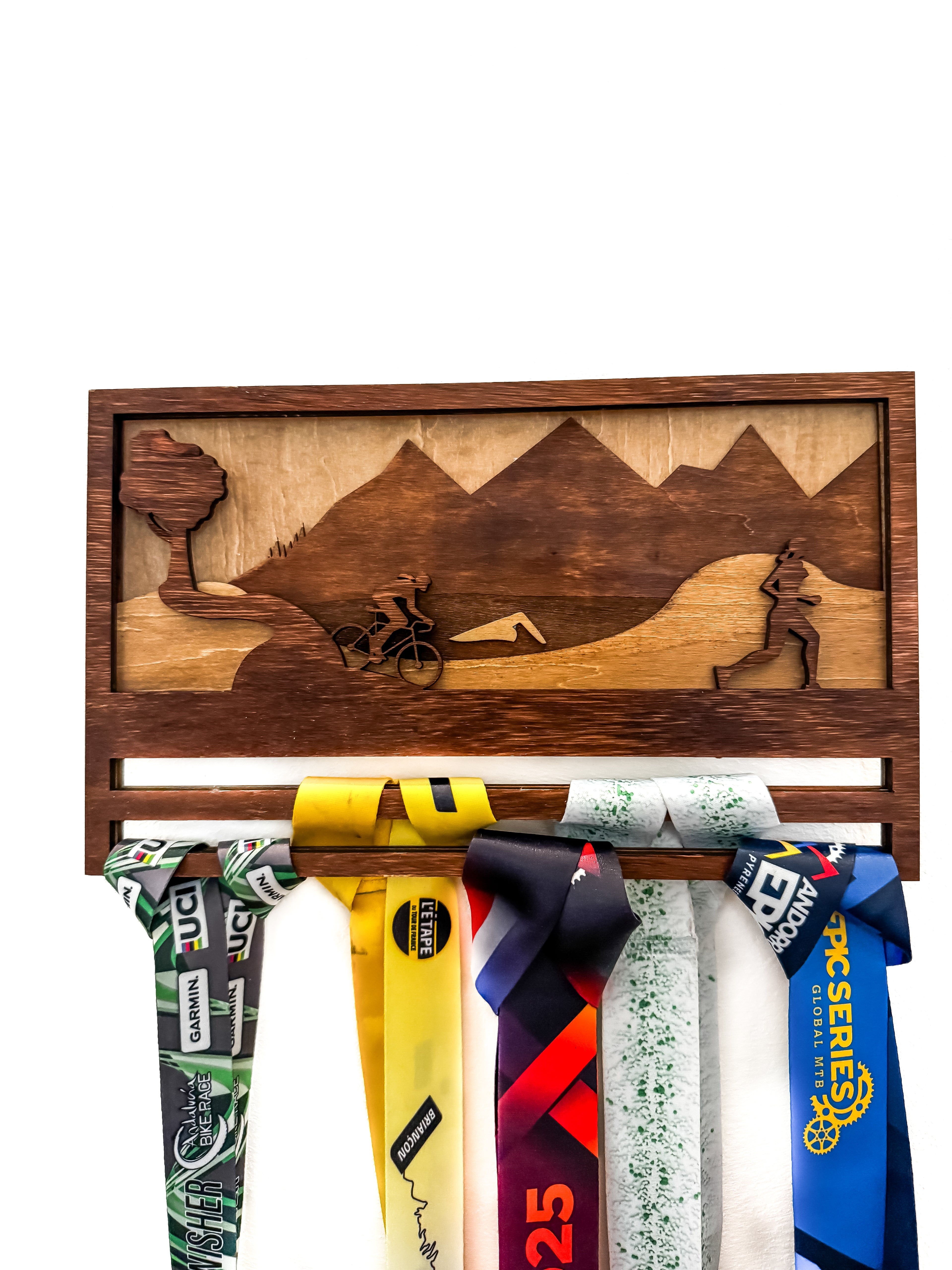Porte-médailles en bois - Triathlon