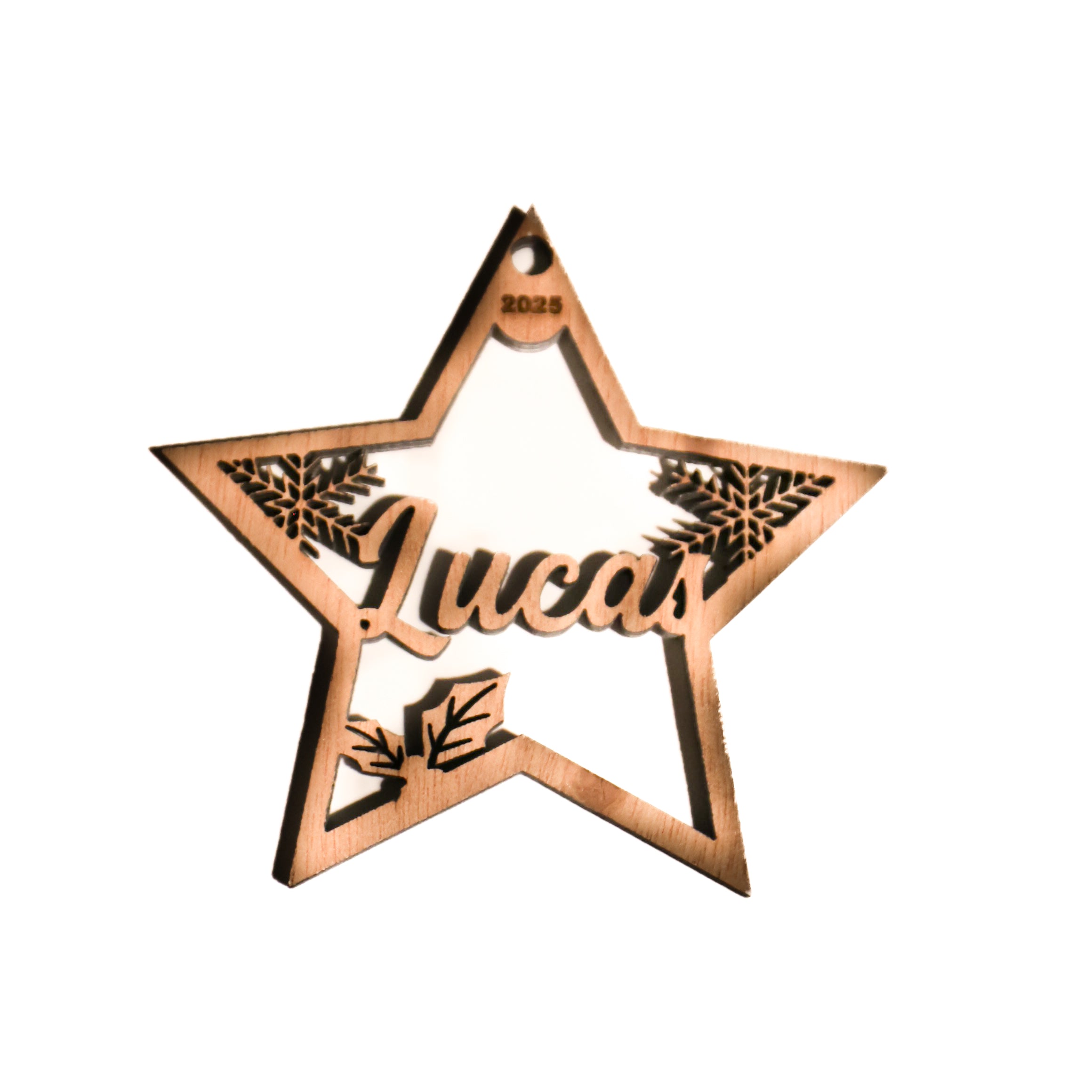 Boule de Noël Etoile Personnalisée en Bois