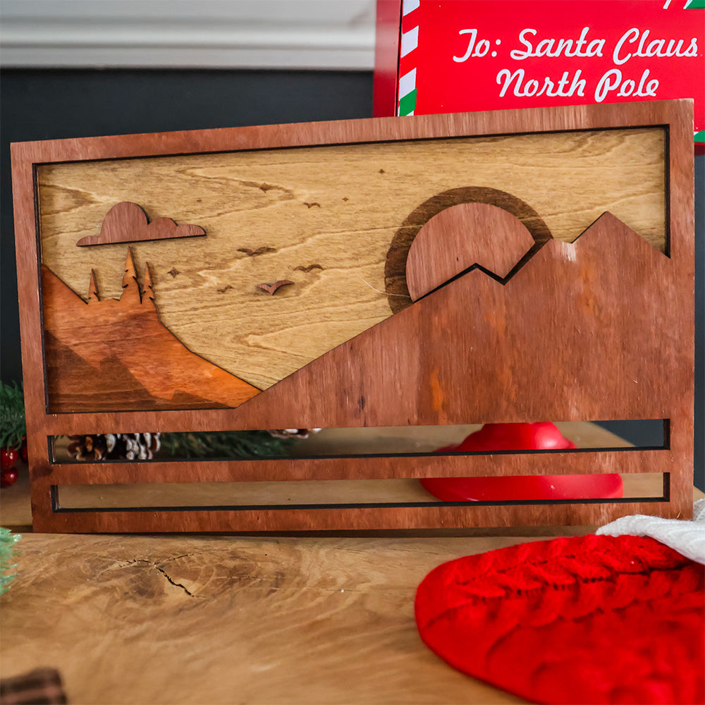 Porte-médailles en bois - Montagne