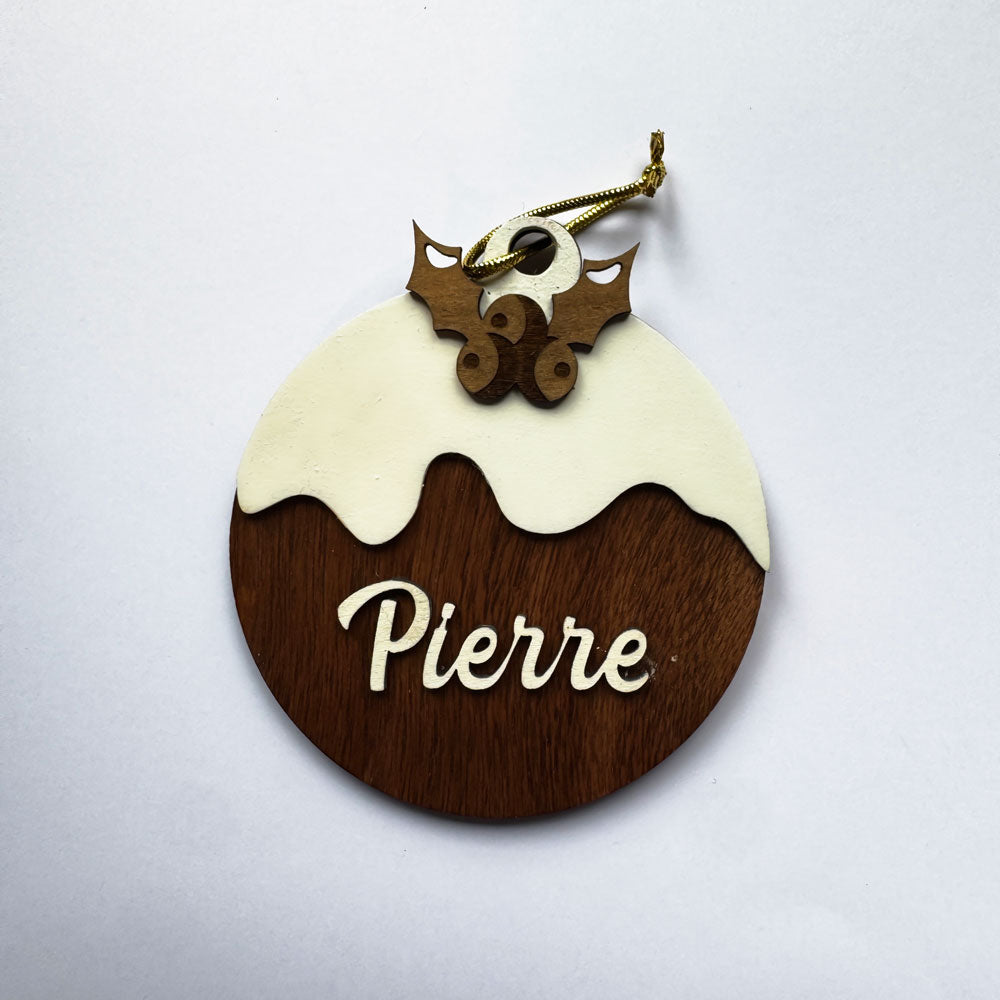 Boule de Noël Houx Personnalisée en Bois
