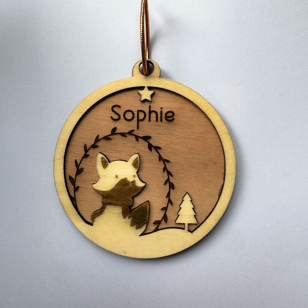 Boule de Noël Renard Personnalisée en Bois