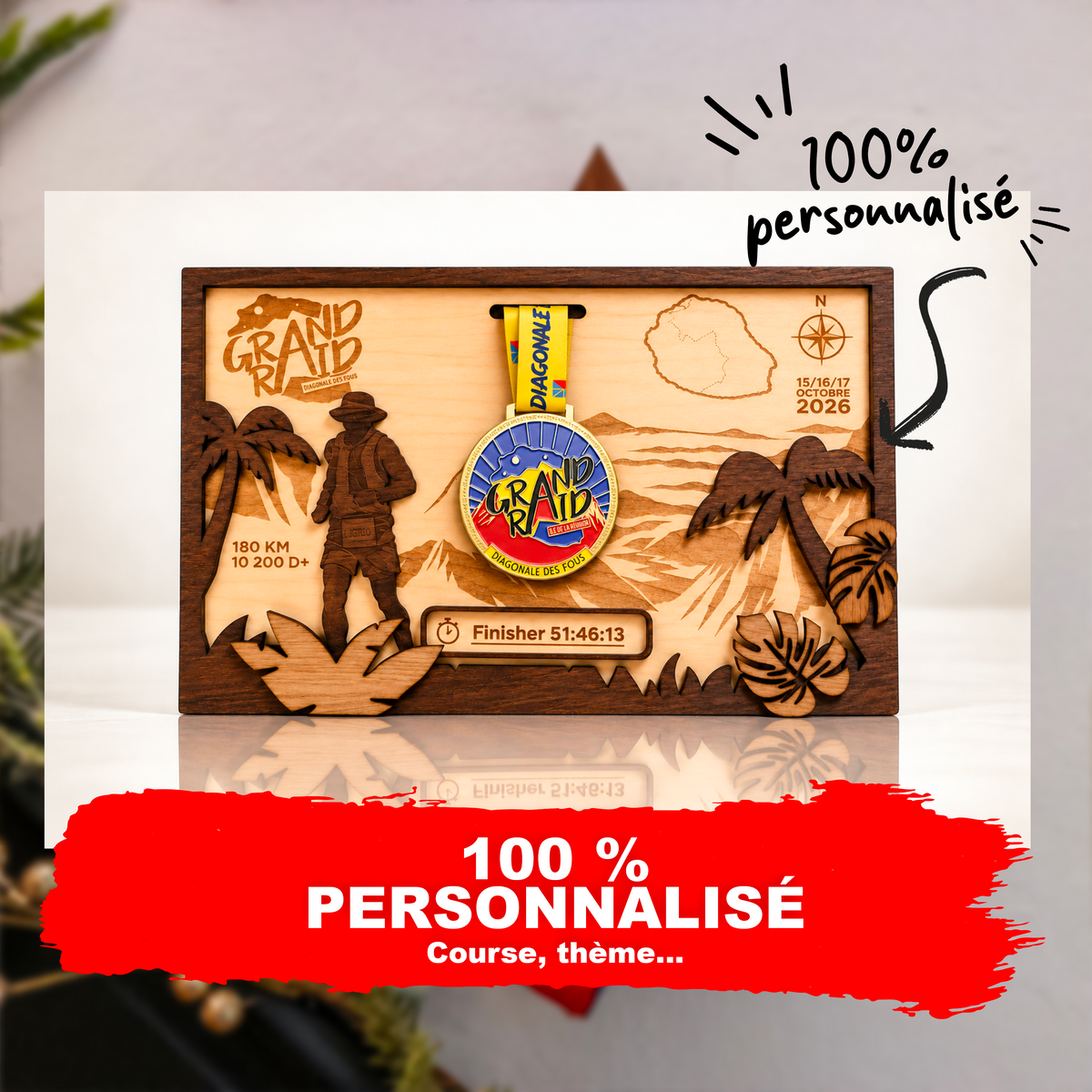 Trophée porte-médaille 100% personnalisé – Souvenir de course