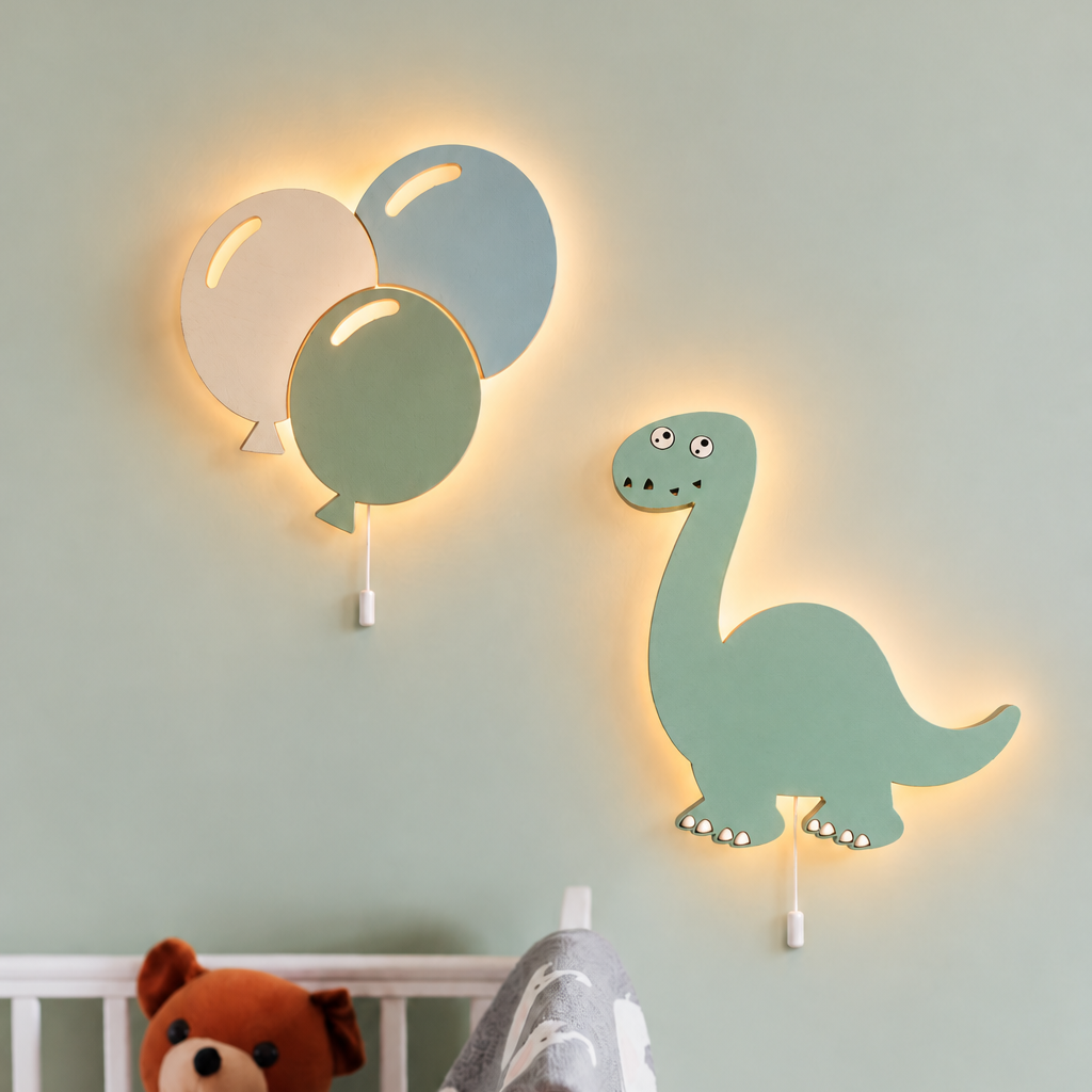 Veilleuse en bois Ballons - Bleu et vert 🎈
