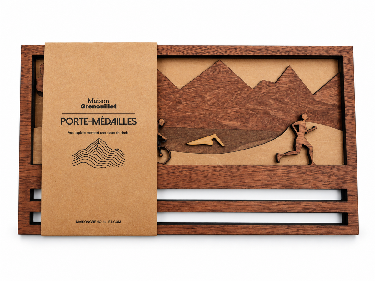 Porte-médailles en bois - Triathlon