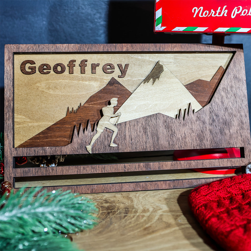 Porte-médailles en bois Homme - Trail