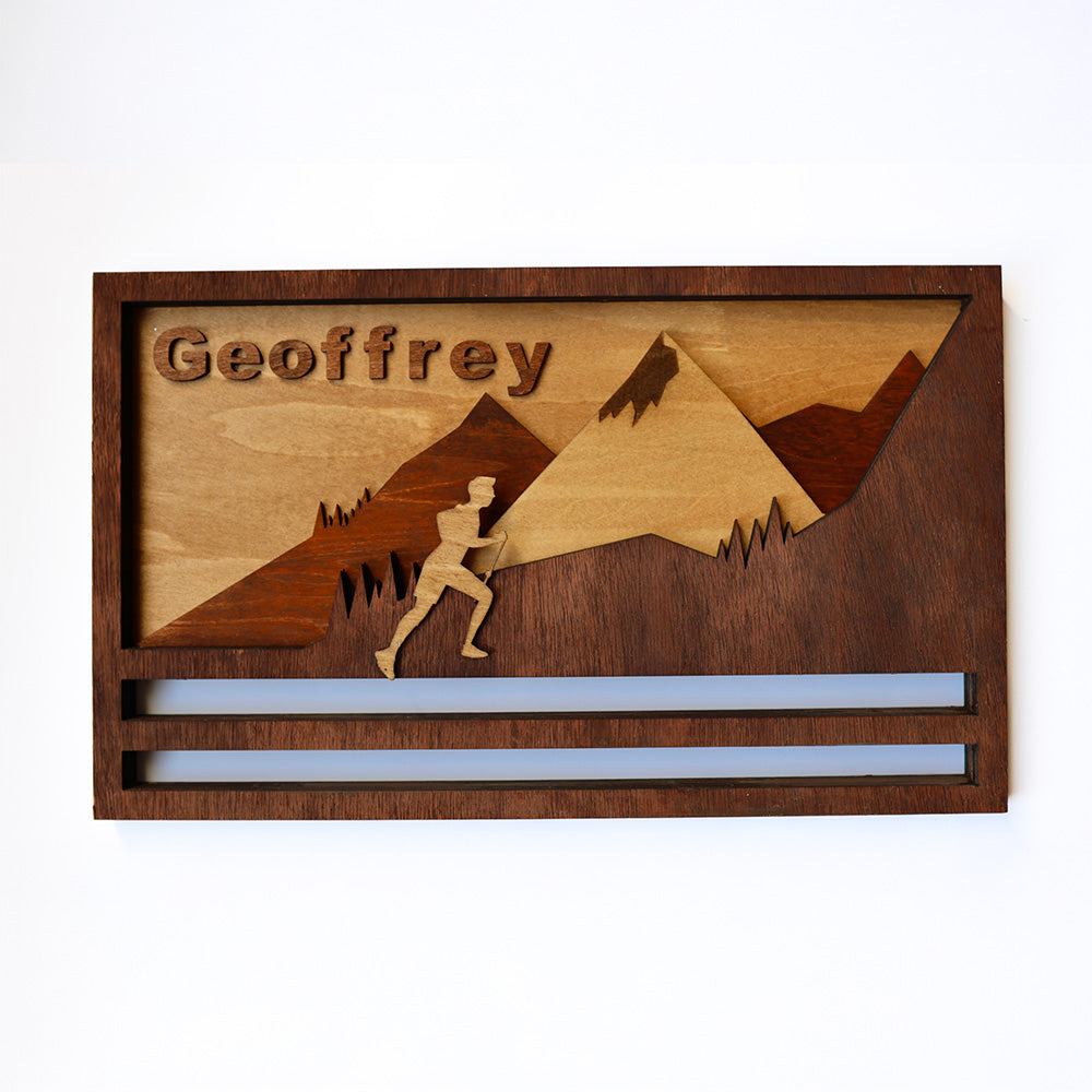 Porte-médailles en bois Homme - Trail