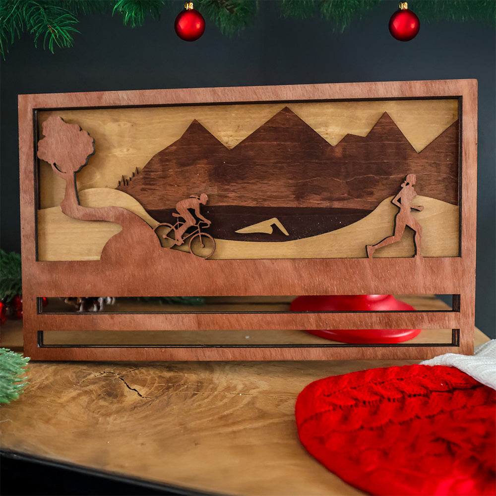 Porte-médailles en bois - Triathlon